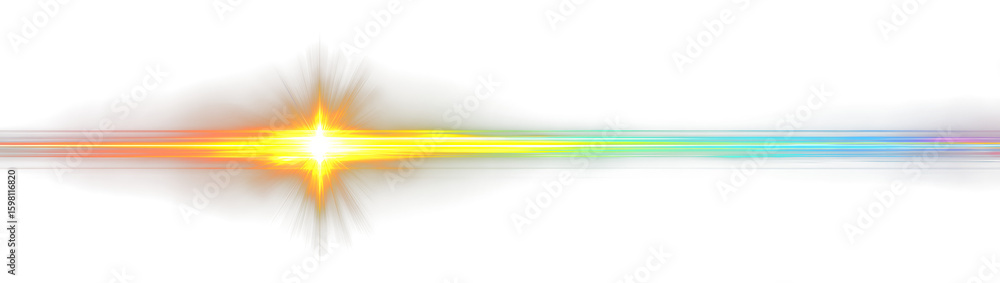 Poster dynamic light beam displaying a vibrant spectrum of colors on a dark background, representing energy