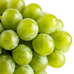 Obraz premium Green Grapes on Black Illustration, Fresh, Healthy Bunch Close Up Photo