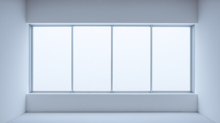 Fototapeta premium Minimalist white window frame with translucent panels filtering soft daylight.