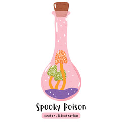Spooky Poison Bottles Halloween Magic Potions Witchcraft vector illustration