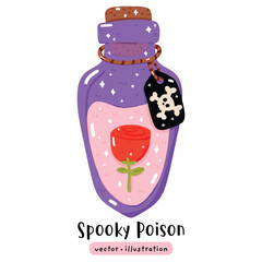 Spooky Poison Bottles Halloween Magic Potions Witchcraft vector illustration