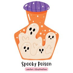 Spooky Poison Bottles Halloween Magic Potions Witchcraft vector illustration