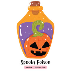 Spooky Poison Bottles Halloween Magic Potions Witchcraft vector illustration