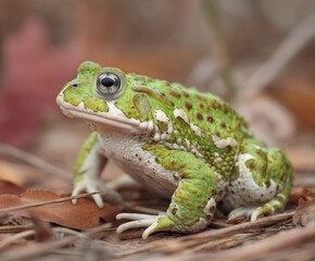 Fototapeta premium European green toad, Bufo viridis, in the wild
