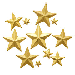 Obraz premium Gold Stars Illustration Isolated on Black Background