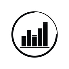Black bar chart displays ascending values inside a round frame showing growth on transparent backdrop