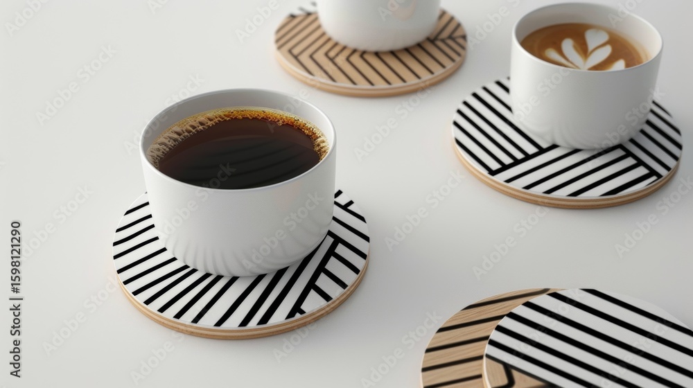 Poster coasters with a modern twist showcasing geometric lines and angles.