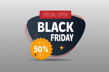 Black Friday sticker and decal, sale and discounts.