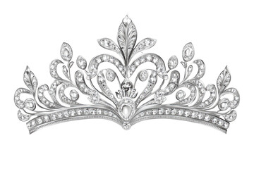 Tiara jewellery silver crown isolated on transparent background PNG