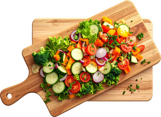 Cutting Board with Vegetables icon isolated on transparent background. PNG