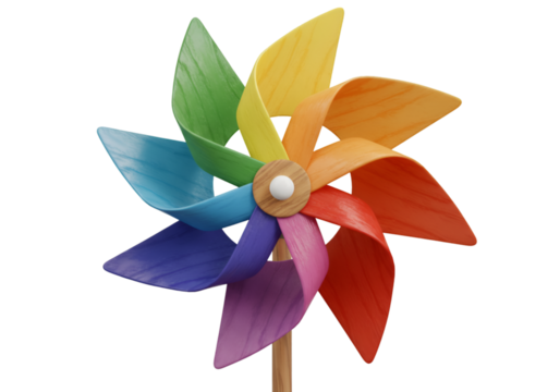 3D Illustration of a Colorful Pinwheel with a dark Background