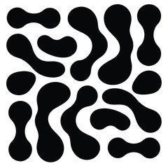 Abstract Black Blob Shapes Organic Fluid Forms on White Background vector