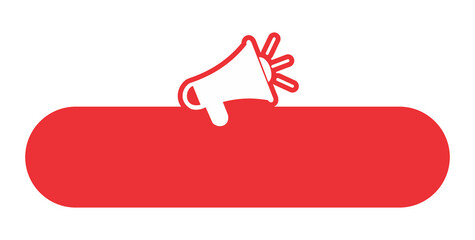 Attention Sign, symbol, icon, Red Alert Notification Banner with Megaphone Icon