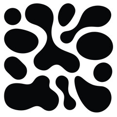 Abstract black organic shapes on a white background blob
