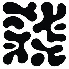 Abstract Black Blob Shapes Organic Forms on White Background vector