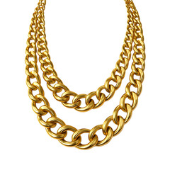 Obraz premium Elegant gold chain necklaces in a layered design, showcasing a luxurious appeal.