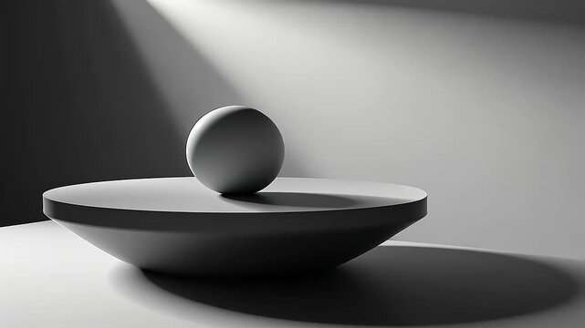 Monochromatic Still Life: A Sphere Resting on a Conical Surface with Subtle Lighting - Powered by Adobe