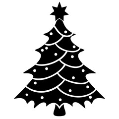 Christmas Ice Etch Silhouette – Frosted Glass Window Clipart, Winter Holiday Decoration Vector Art