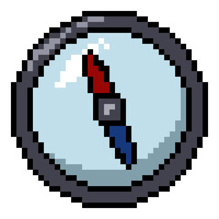 Obraz premium Vector Pixel Art Compass Icon