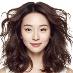 Fototapeta premium Elegant Woman Portrait with Flowing Hair and a Natural Smile