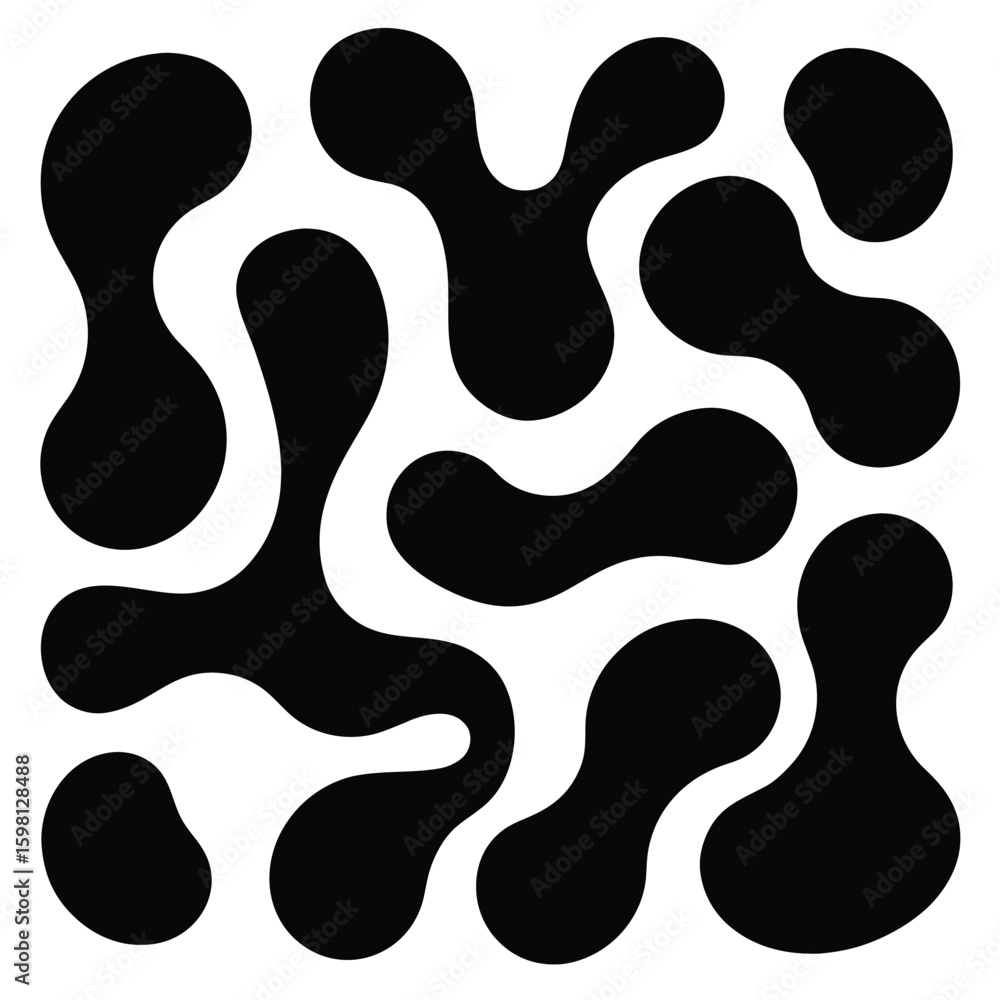 Poster black organic shapes on white background abstract pattern blob