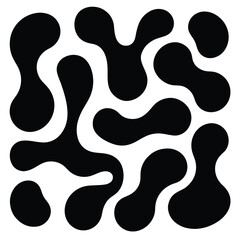 Black organic shapes on white background abstract pattern blob