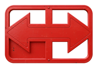 Red Directional Sign Illustration ? Arrows On Black Background - Sign-board