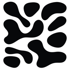Black Organic Shapes Scattered on White Background abstract blob