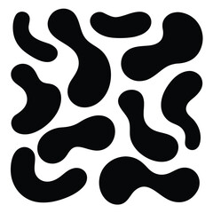 Black Organic Shapes Scattered on White Background abstract blob 1