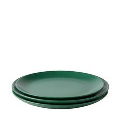 Photo of Three Stacked Green Ceramic Plates on Black Background