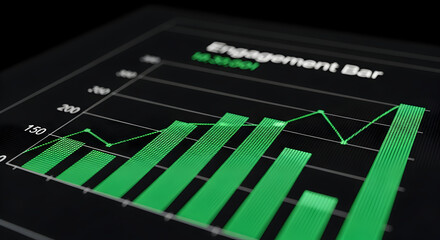 Bright Green Engagement Bar Chart Displaying Business Growth Data Visualization
