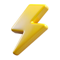 Lightning Plastic 3D Icon for Thunderstorm Electricity Power and Energy Symbol

