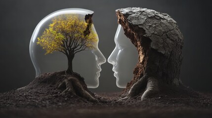 Obraz premium Conceptual art of nature within human forms.