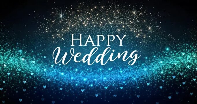 Blue happy wedding greeting video