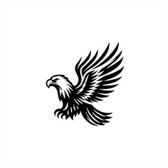 Obraz premium Stylized black eagle in flight with wings spread wide