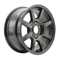 Fototapeta premium Photo of Metallic Car Wheel Rim with Spokes and Black Background