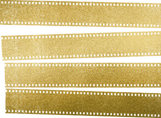 Large gold film negatives texture with a transparent background
