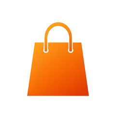 Orange Shopping Bag Illustration on Black Isolated Background