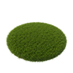 Realistic Image of a Green Grass Patch Isolated on Black Background