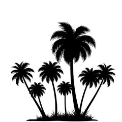 Illustration of Palm Trees Silhouette Against a Dramatic Black Sky