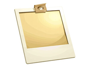 Empty instant photo, beige background, white frame, attached to clip