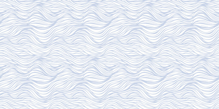 Vector seamless pattern with organic shapes, liquid lines, waves, fibers, threads, biological structures. Blue and white abstract tangled line background. Subtle natural texture. Repeat minimal design