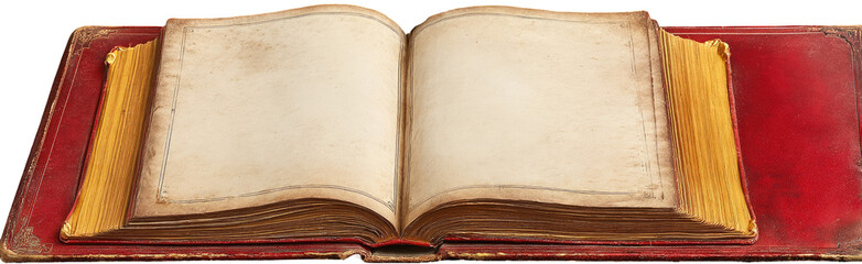 Open antique book with blank pages