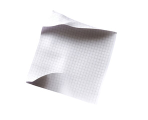 Blank, square gridded notepad.  Wrinkled, slightly crumpled corner