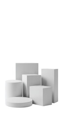 3D Render of White Pedestals on Black Isolated Background