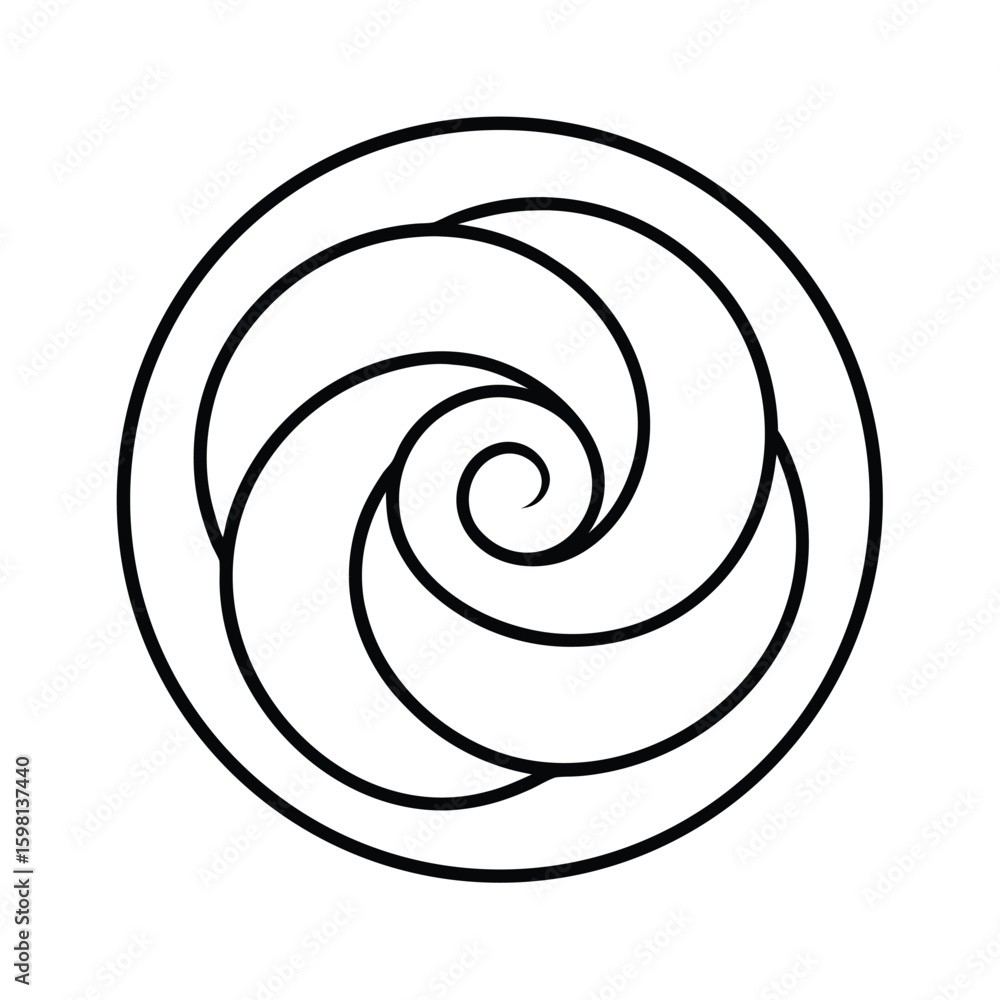 Poster spiral swirl pattern on handdrawn line drawing abstract circular