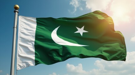 Pakistan National Flag Waving in the Wind | 14 August Independence Day Tribute
