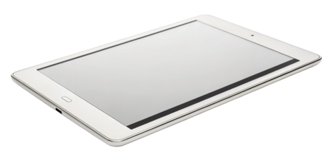 Flat Lay of Modern Tablet with Blank Screen - Side View, Isolated on Transparent Background
New Model Tablet Side View Mockup on Transparent Background - Blank Display for Design