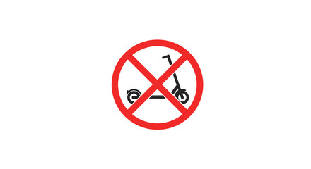 Obraz premium No electric scooter symbol: prohibited sign with red circle and line