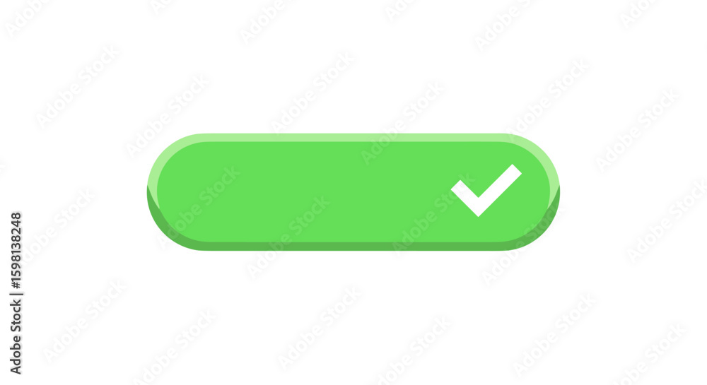 Poster green minimalist button with check mark icon for user interface design